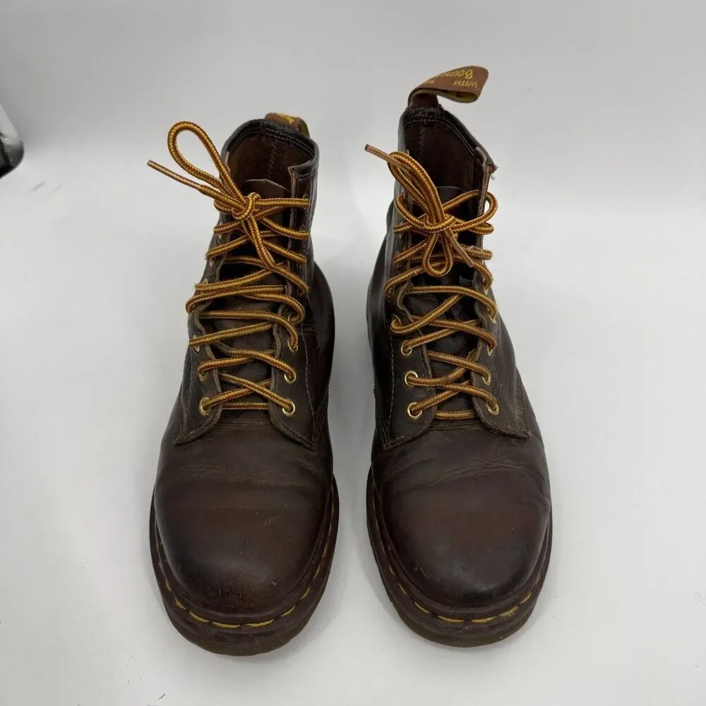 Dr. Martens 1460 Crazy Horse Brown Boots Made in England Vintage Mid Size 10.5?